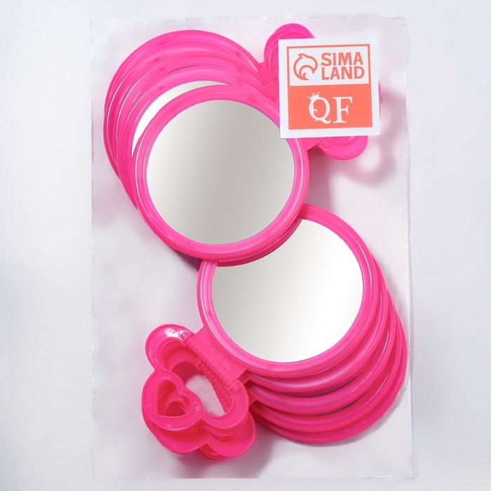 Зеркало настольное - подвесное &laquo;Круг&raquo;, d зеркальной поверхности 9,5 см, цвет розовый