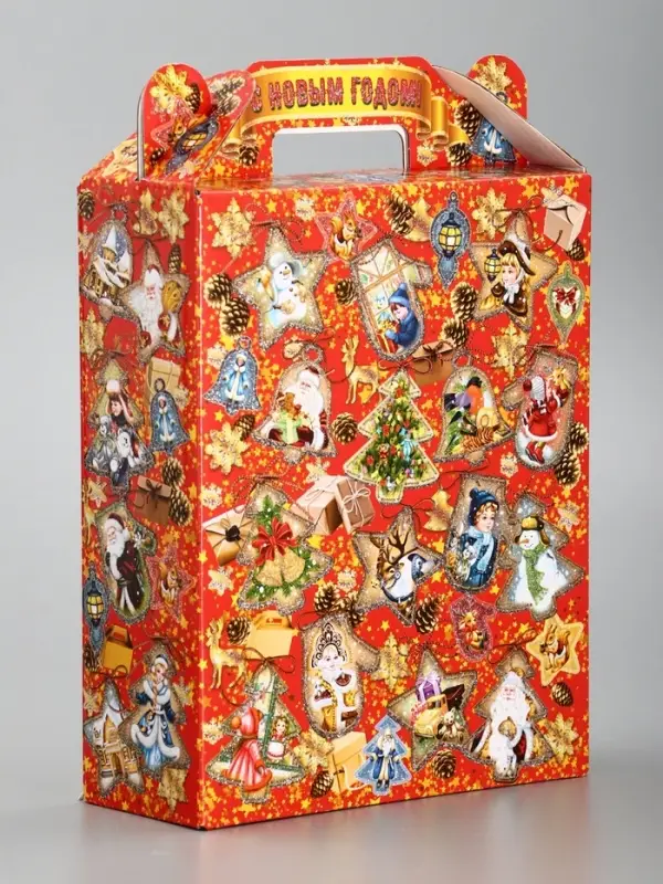 Подарочная новогодняя коробка &laquo;Праздничный медальончик&raquo; в красном, 16.8&times;7&times;25 см