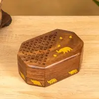 Шкатулка резная "Слоник в саду" 15х10х5 см, дерево шишам