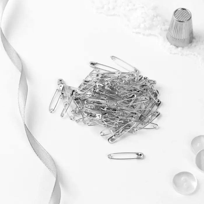 Булавки английские, 22 мм, 80 шт., цвет серебряный