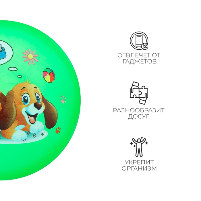 Мяч детский &laquo;Животные&raquo;, d=22 см, 60 г, цвет МИКС