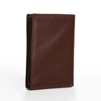 Портмоне мужское без застёжки, 3 в 1, отдел автодокументов, паспорта, карт, купюр, цвет коричневый