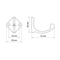 Крючок мебельный ТУНДРА TKO025, однорожковый, бронза, 25 шт