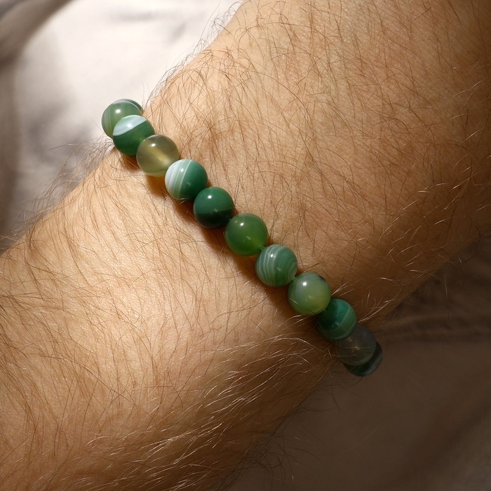 Браслет шар №8 &laquo;Агат зелёный&raquo;, d=6 см