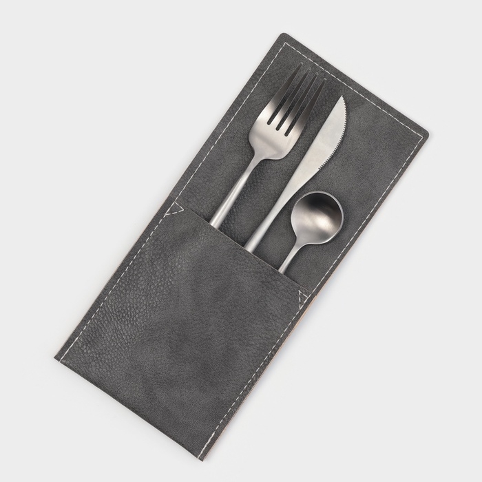 Конверт для столовых приборов Magistro, экокожа, 23,5&times;10,8 см, серый