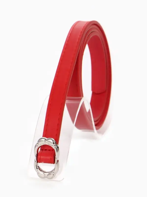 Ремень жен 02-01-02-01, Сент0425,  1,4*0,2*105 см, пряжка металл, красный