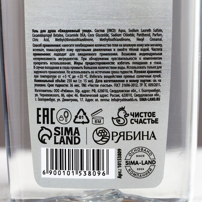 Гель для душа REAL MAN, 250 мл, аромат мужского парфюма, ЧИСТОЕ СЧАСТЬЕ