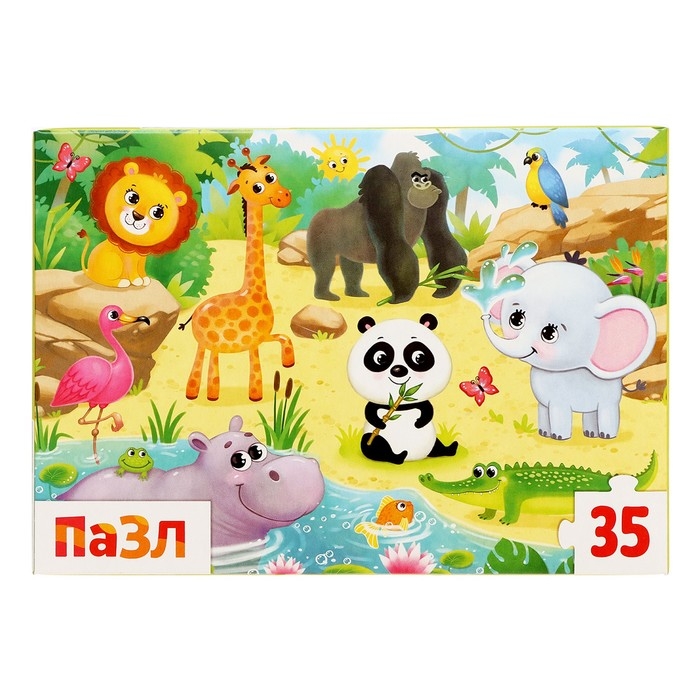 Пазлы «Весёлый зоопарк», 35 элементов Пазлы «Весёлый зоопарк», 35 элементов