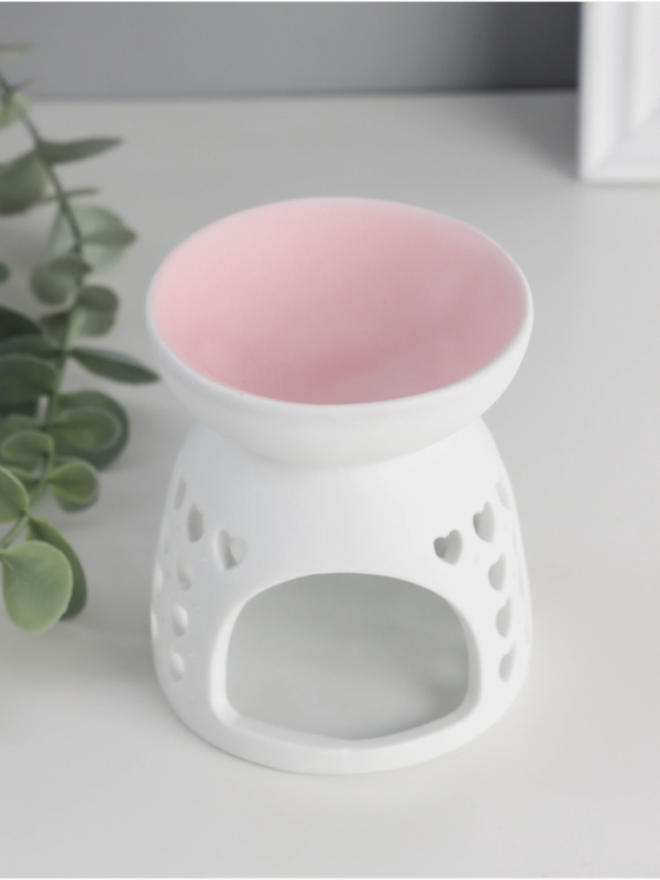 Аромалампа керамика "Узор из сердец" белый МИКС 8х8х9,3 см