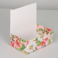 Коробка подарочная сборная, упаковка, &laquo;Цветы&raquo;, 18 х 12 х 8 см