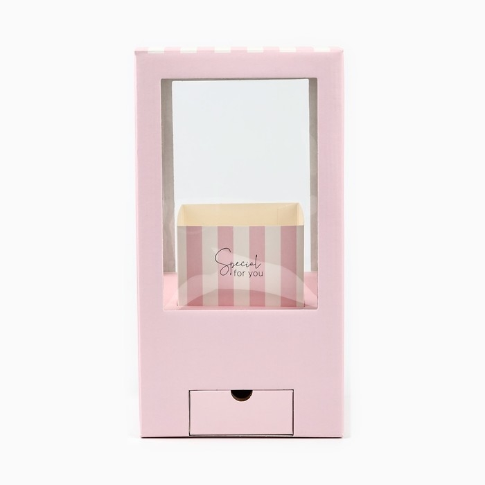 Коробка подарочная для цветов с вазой из МГК складная, упаковка, &laquo;Для тебя&raquo;, 16 х 23 х 16 см