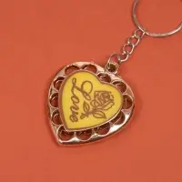 Брелок для ключей на кольце &laquo;Сердце с розой ажур&raquo;, пластик под металл, 4&times;4 см, МИКС