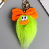 Пушистик на кольце "Чучундра с бантиком" салатовая 18х10х5 см