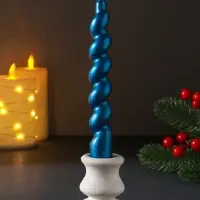 Свеча витая "LUXURY" 25*180 мм, лакированная, синяя