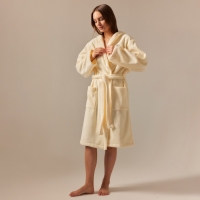 Халат махровый с капюшоном женский SL HOME: Basic "Айвори", р-р XL, 100% хл, 420 г/м2