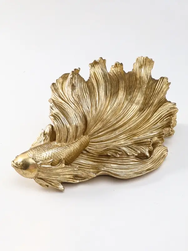 Панно интерьерное полистоун "Большая золотая рыбка. Вуалехвост" 31х19х11,7 см