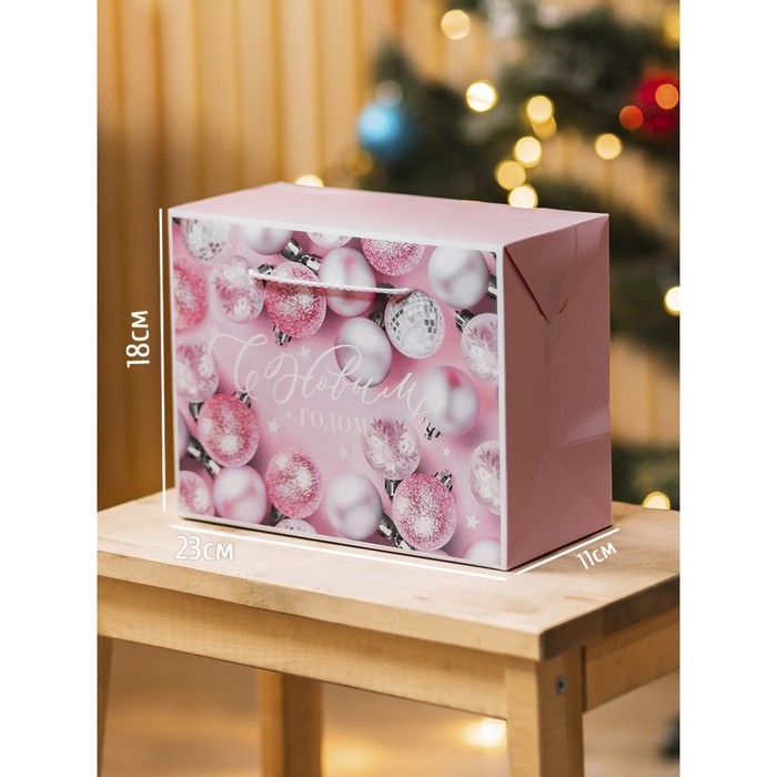 Пакет-коробка &laquo;Розовые шары&raquo;, 23 х 18 х 11 см