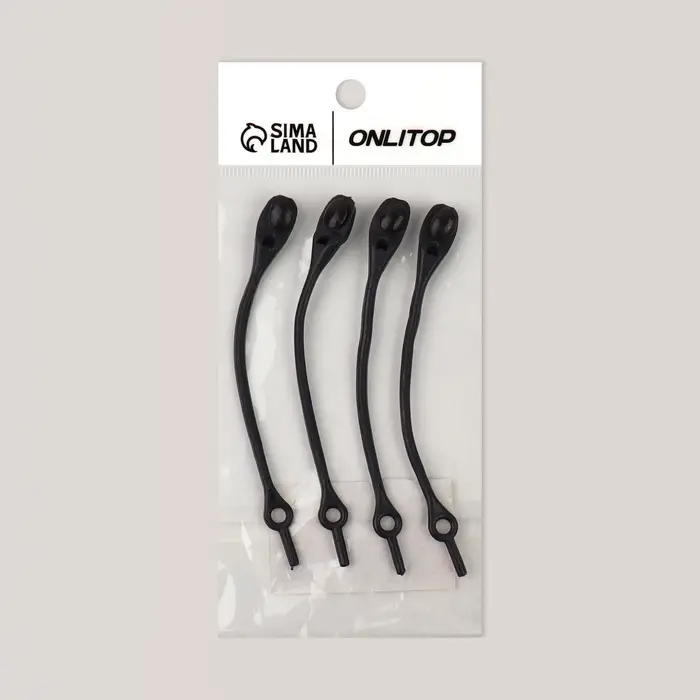 Набор шнурков для обуви, 6 шт., силиконовые, полукруглые, на застёжке, 4 мм, 11 см, чёрный