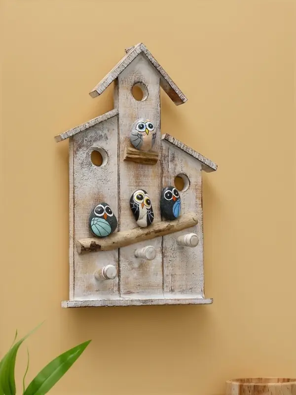Вешалка "Скворечник с воробьями" дерево Албезия 20х5х35 см