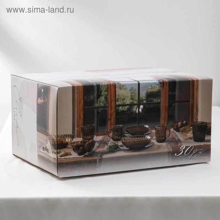 Набор посуды Elica, 30 предметов, стекло, коричневый