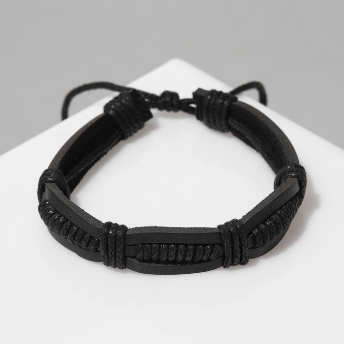 Браслет унисекс &laquo;Переплетение&raquo;, цвет чёрный, d=7 см