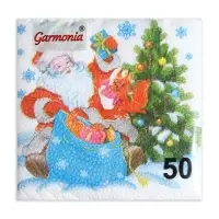Салфетки новогодние бумажные Гармония цвета &laquo;Дед мороз&raquo; 1 слой, 24х24, 50 шт