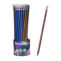 Карандаш чернографитный с ластиком ErichKrause &laquo;Metallic&raquo;, HB, грифель d=2.2 мм, пластик, круглый в тубусе, металлик МИКС
