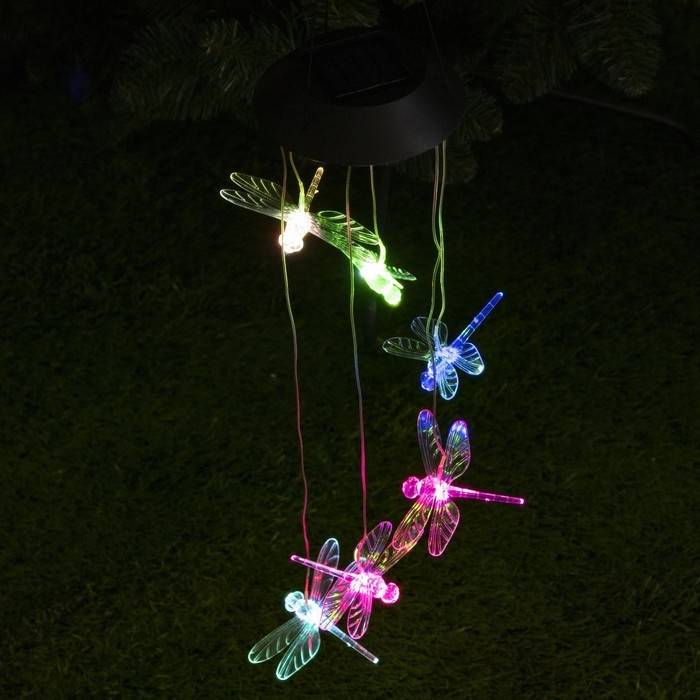 Садовый светильник на солнечной батарее &laquo;Стрекозы&raquo;, 12.5&times;86&times;12.5 см, 6 LED, свечение мульти