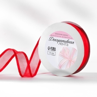 Лента декоративная, капроновая/атласная, 20 мм, 18 &plusmn; 1 м, цвет красный