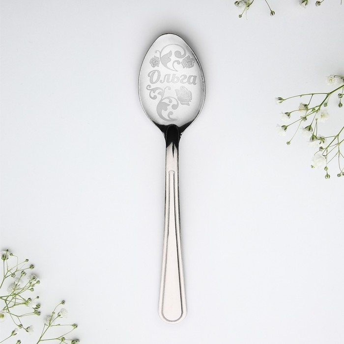 Ложка чайная с гравировкой &laquo;Ольга&raquo;, 3 х 14 см.