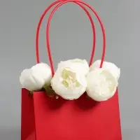 Сумка для цветов влагостойкая, красная, 22x10.5x13.5 см