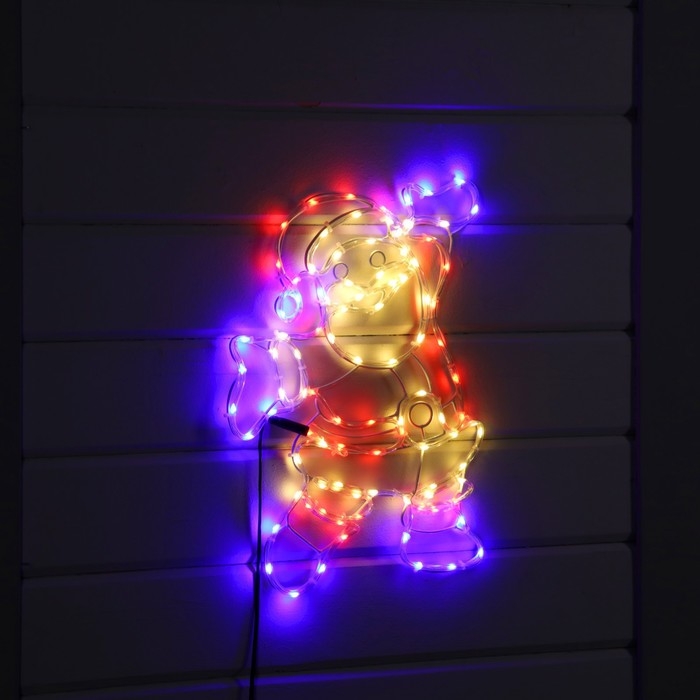 Светодиодная фигура &laquo;Дед Мороз&raquo;, 38 &times; 50 см, дюралайт, 100 LED, 220 В, свечение красное/зелёное/белое