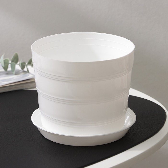 Горшок с поддоном «Классик», 1,2 л, цвет белый Горшок с поддоном «Классик», 1,2 л, цвет белый