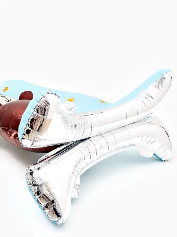 Воздушный шар фольгированный 32" "Цифра 1 с мишкой"  цвет голубой, под воздух