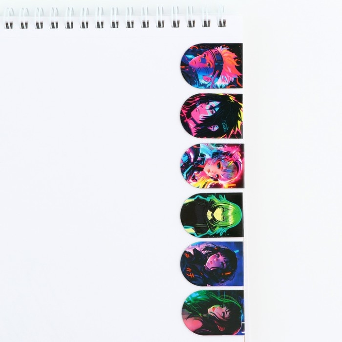 Закладки магнитные для книг, 6 шт &laquo;Неоновое аниме&raquo;