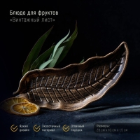 Блюдо для фруктов Доляна &laquo;Винтажный лист&raquo;, 28&times;10 см, цвет бронзовый