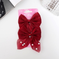 Зажим для волос "Марта" (набор 2 шт) грация, 7,5 см, красный Зажим для волос "Марта" (набор 2 шт) грация, 7,5 см, красный