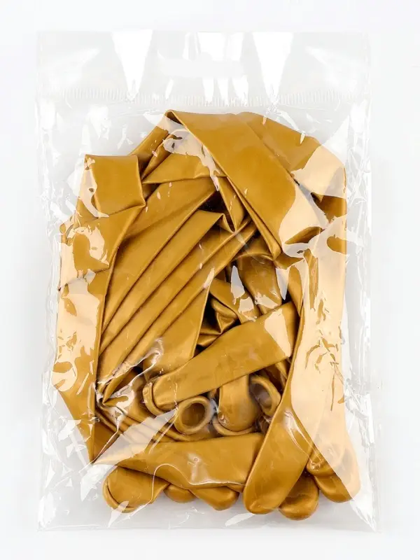 Воздушные шары для моделирования 125 см, d=7.5 см, 10 шт., золотые