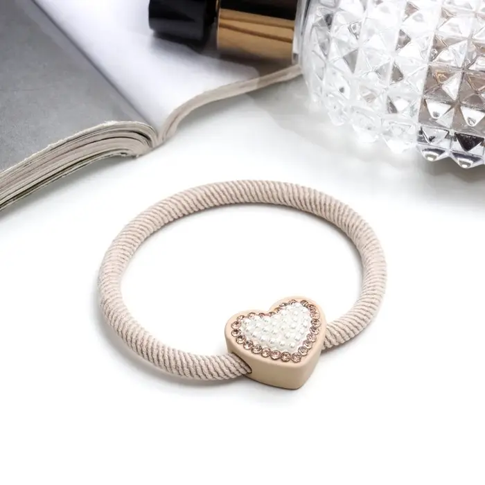 Резинка для волос &laquo;Бирсен&raquo;, сердце, 5 см, бежевый