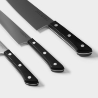 Набор кухонных ножей Magistro &laquo;Hinshitsu&raquo;, 3 шт: овощной, универсальный, шеф, черный