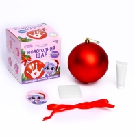 Ёлочный шар с отпечатком ручки на новый год &laquo;Котёнок&raquo;, красный, новогодний набор для творчества