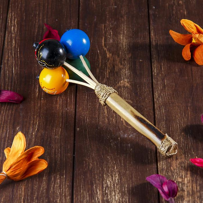 Сувенирный музыкальный инструмент Сувенирный музыкальный инструмент "Маракас с 5 шариками" 10х27х10 см