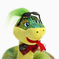 Мягкая игрушка &laquo;Змея&raquo;, в темных очках, 15 см, цвет зелёный