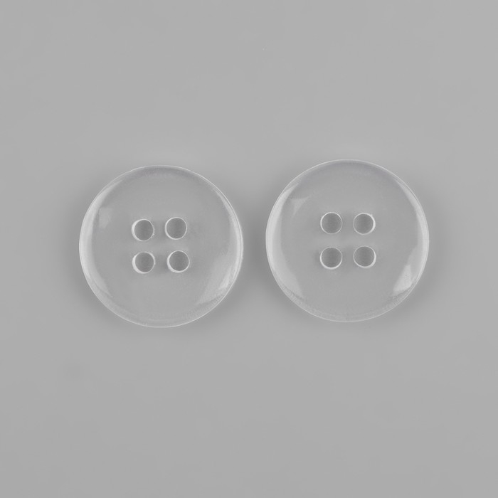 Набор пуговиц, 4 прокола, d = 18 мм, 10 шт, в блистере, цвет прозрачный