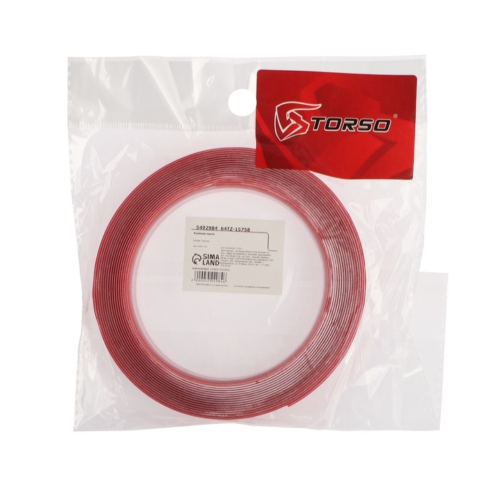 Клейкая лента Torso, прозрачная, двусторонняя, акриловая, 15 мм &times; 5 м