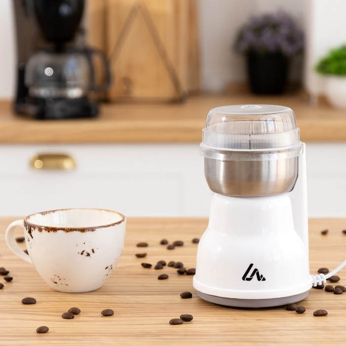 Кофемолка электрическая Luazon LMR-05, 160 Вт, 50 г, белая Кофемолка электрическая Luazon LMR-05, 160 Вт, 50 г, белая