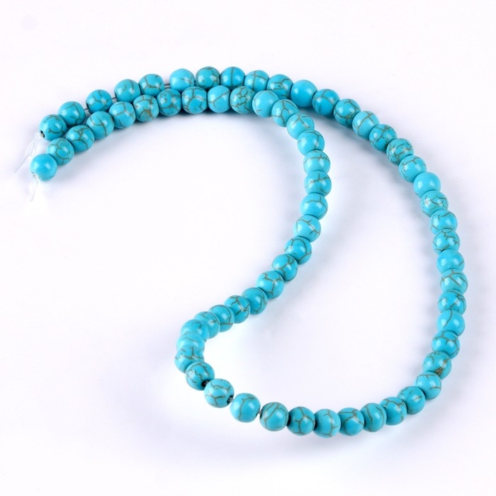 Бусины из натурального камня &laquo;Бирюза&raquo; набор 58 шт., размер 1 шт. &mdash; 6 мм