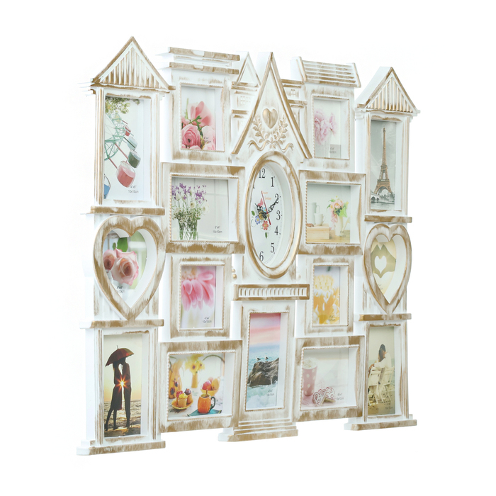 Часы настенные интерьерные, фоторамка - коллаж Часы настенные интерьерные, фоторамка - коллаж "Дом", бесшумные, 54.5 х 74 см