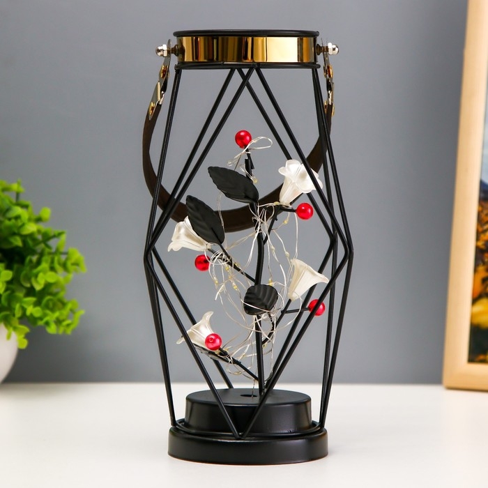 Ночник "Цветы" LED от батареек ААА чёрный 16х16х25 см RISALUX