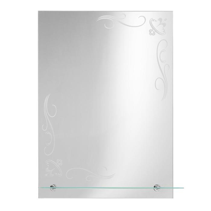 Зеркало, настенное, с пескоструйной графикой, с полочкой, 52&times;70 см